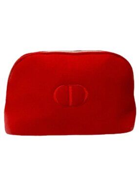 Dior Beauty Everyday Cosmetic Zippered Travel Makeup Bag Red Roomy Luxury